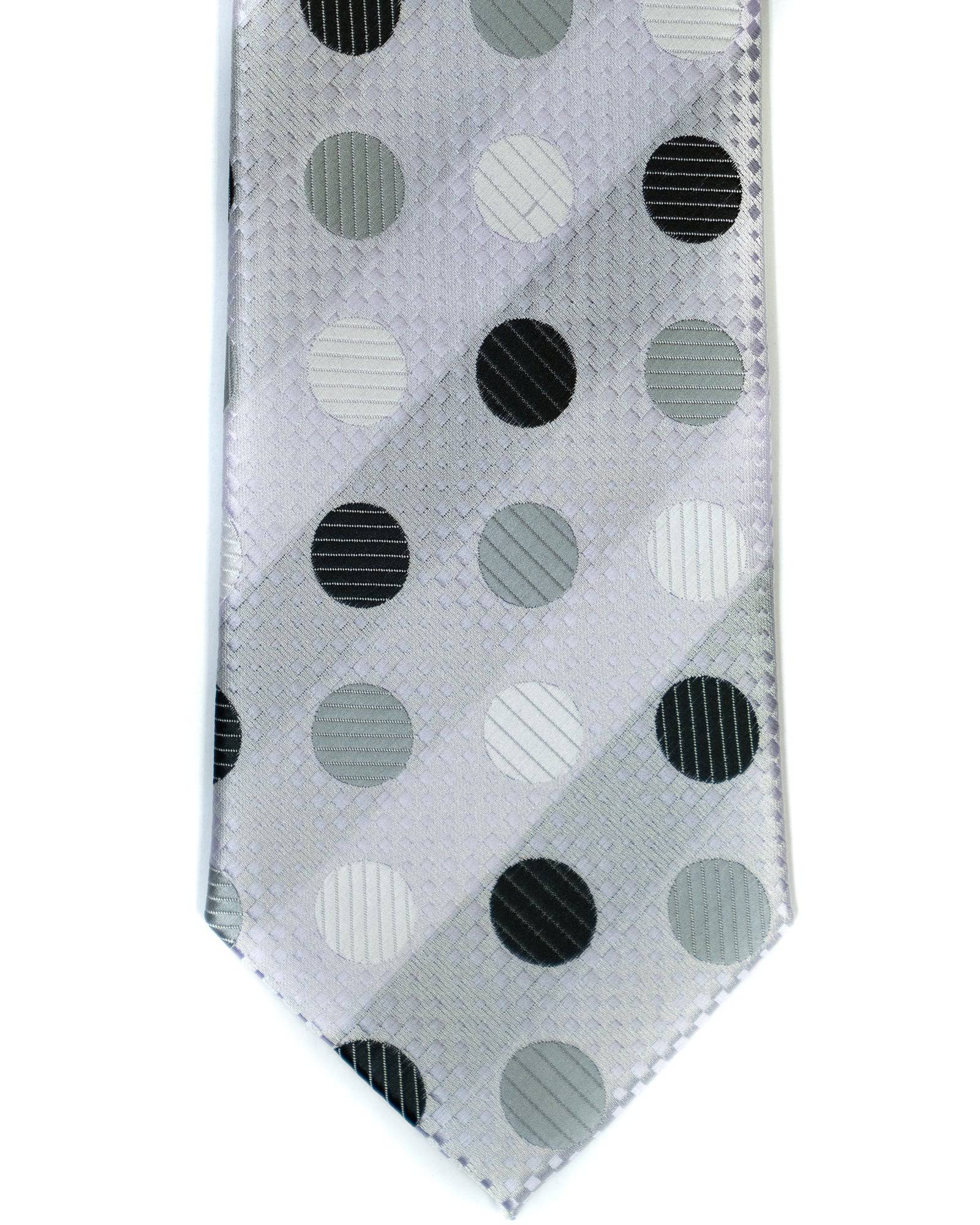 Venturi Uomo Dot Tie in Silver with Black - Rainwater's Men's Clothing and Tuxedo Rental