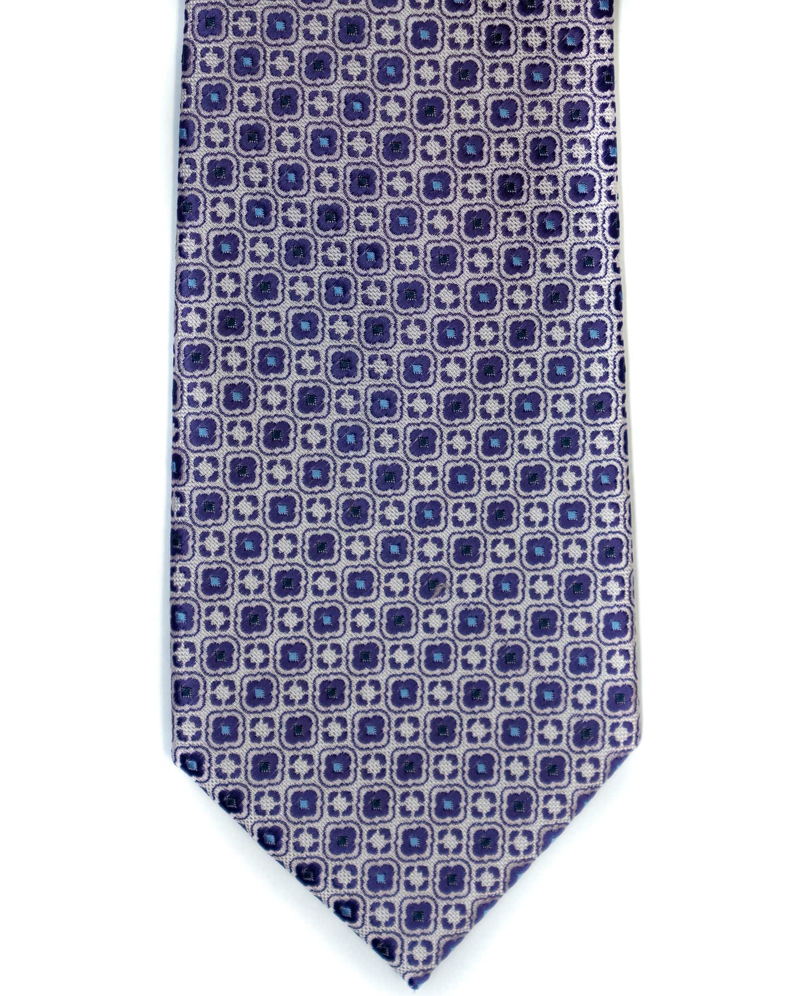 Imani Uomo Square Tie in Purple with White - Rainwater's Men's Clothing and Tuxedo Rental