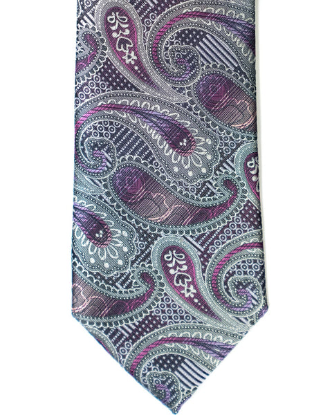 Venturi Uomo Paisley Tie in Navy with Plum - Rainwater's Men's Clothing and Tuxedo Rental