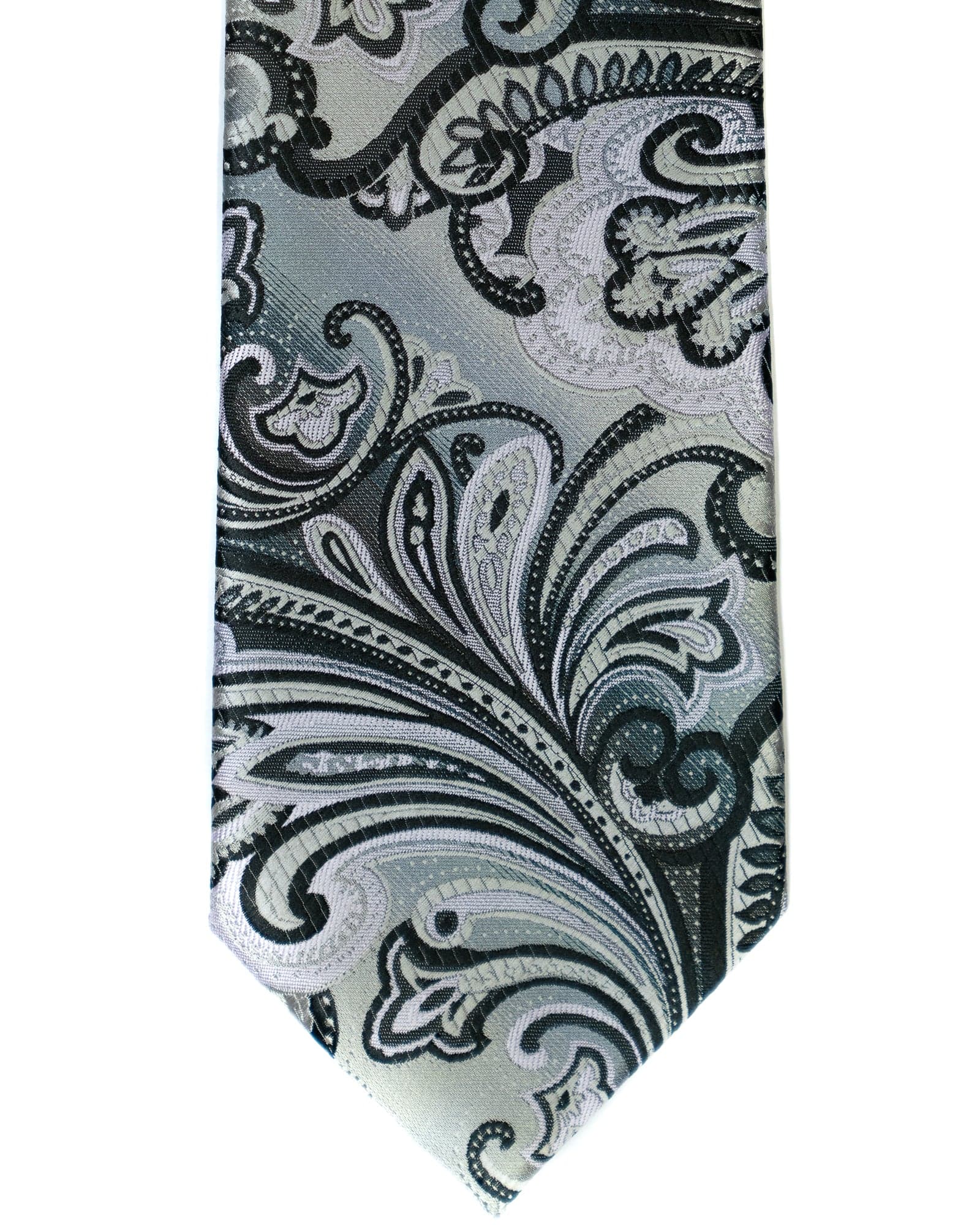 Venturi Uomo Exploded Paisley Tie in Grey with Black | Rainwater's