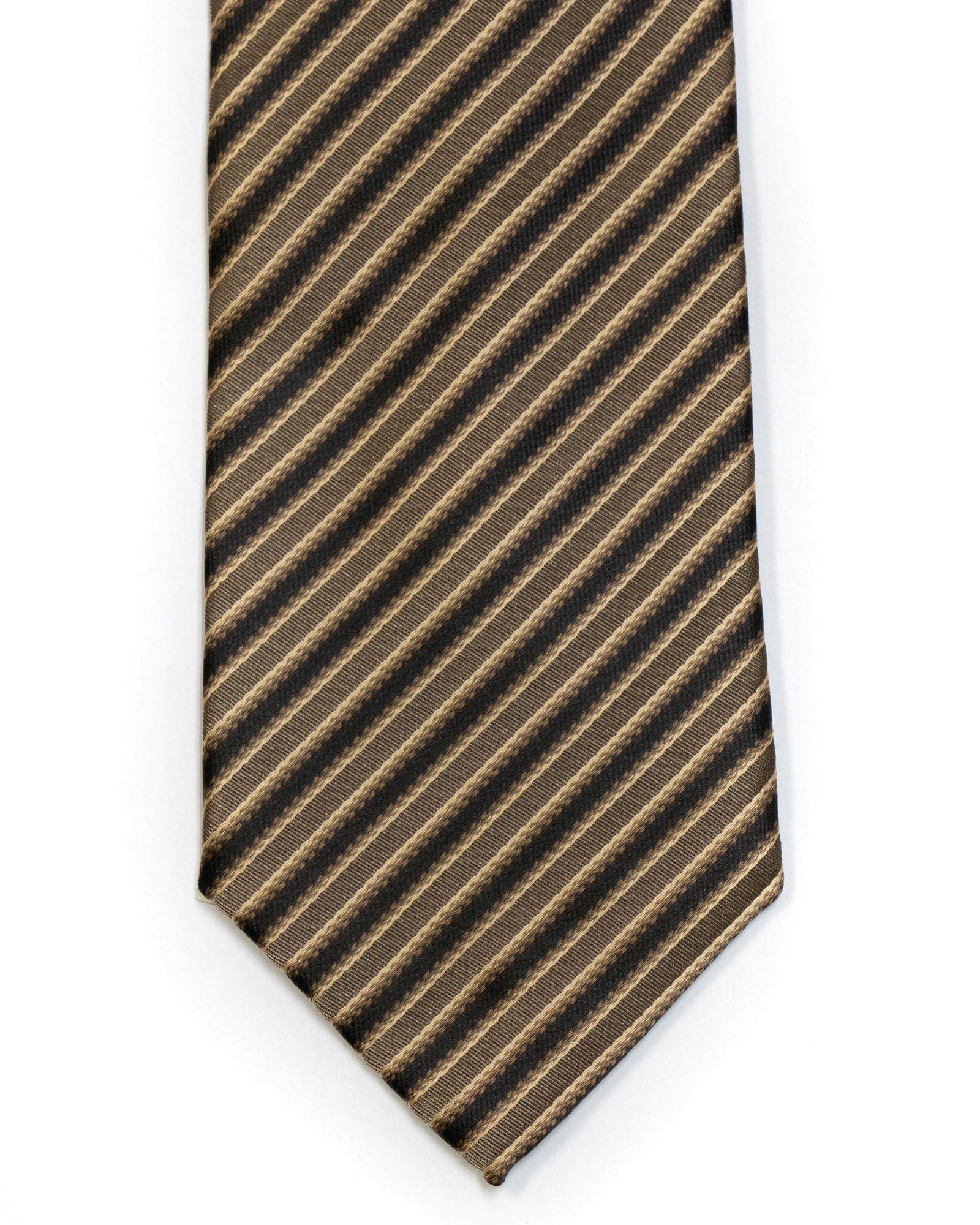 Imani Uomo Stripe Tie in Tan with Black - Rainwater's Men's Clothing and Tuxedo Rental