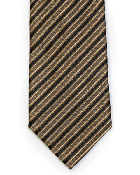 Imani Uomo Stripe Tie in Tan with Black - Rainwater's Men's Clothing and Tuxedo Rental