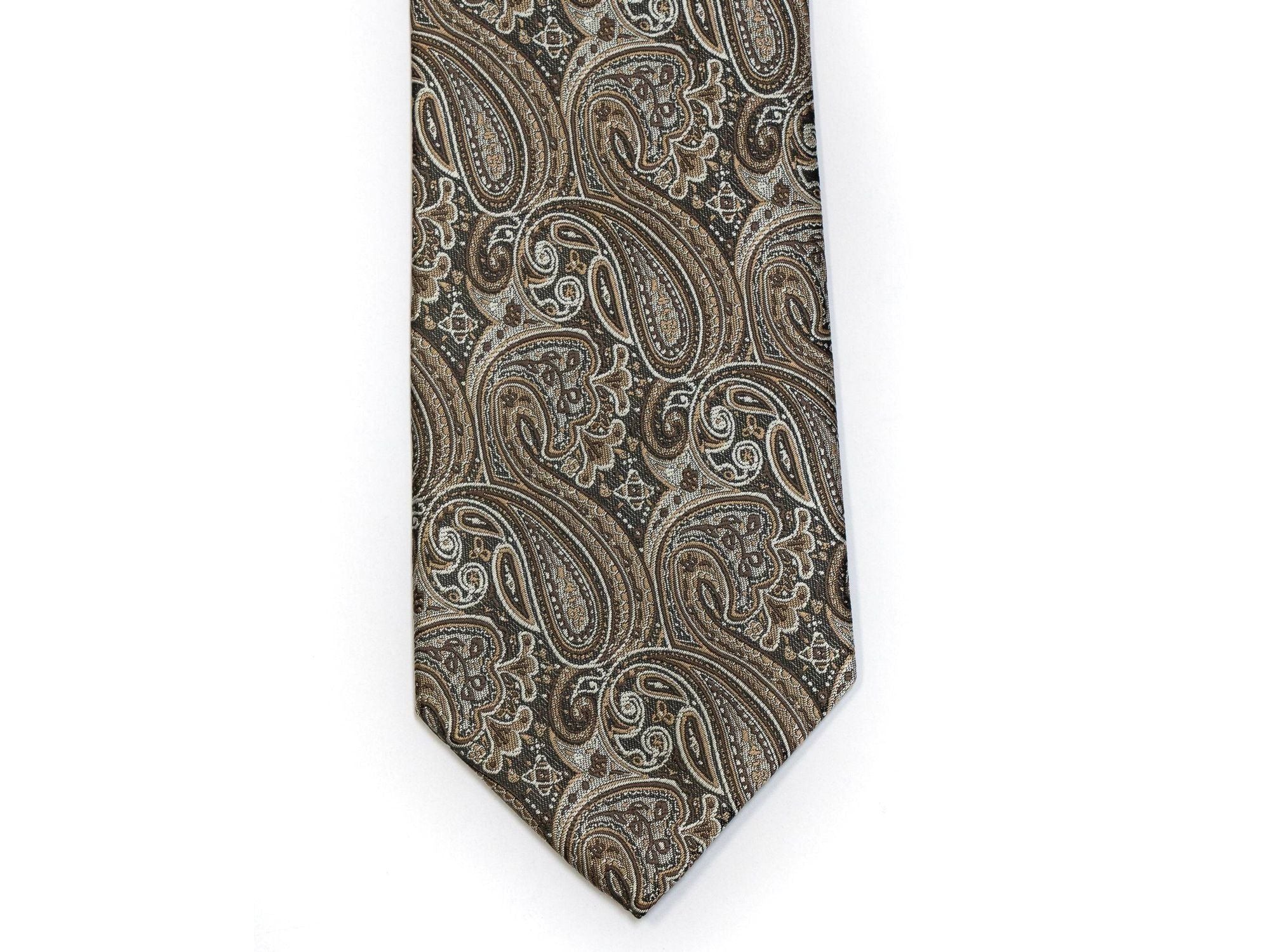 Gianfranco Paisley Tie in Brown with Grey - Rainwater's Men's Clothing and Tuxedo Rental