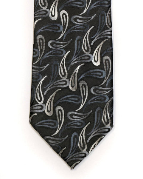 Gianfranco Paisley Tie in Black with Grey - Rainwater's Men's Clothing and Tuxedo Rental