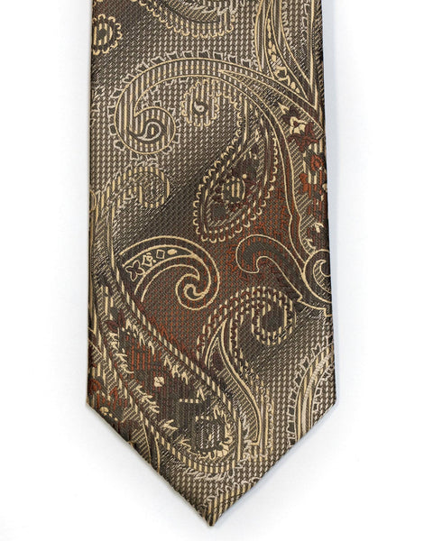 Venturi Uomo Paisley Tiny Check Tie in Brown with Tan - Rainwater's Men's Clothing and Tuxedo Rental