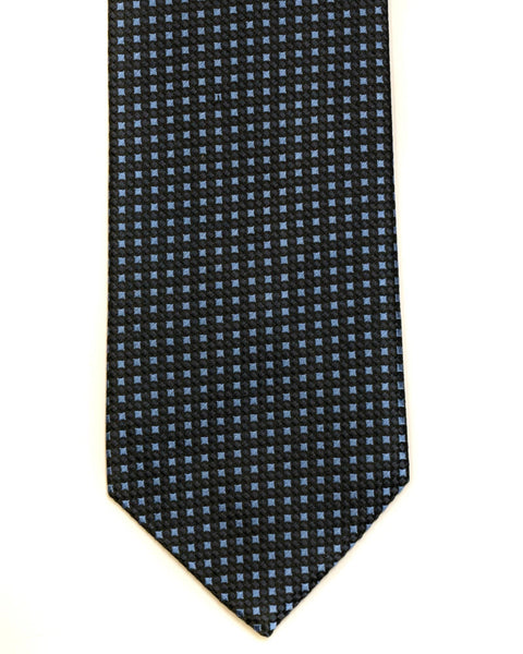 Silk Tie in Navy With Blue Neat Foulard Print - Rainwater's Men's Clothing and Tuxedo Rental