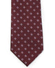 Silk Tie In Burgundy With White Foulard Design - Rainwater's Men's Clothing and Tuxedo Rental