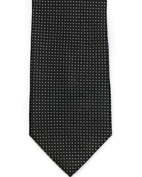 Silk Tie In Black With Grey Small Circle Neat Foulard Design - Rainwater's Men's Clothing and Tuxedo Rental