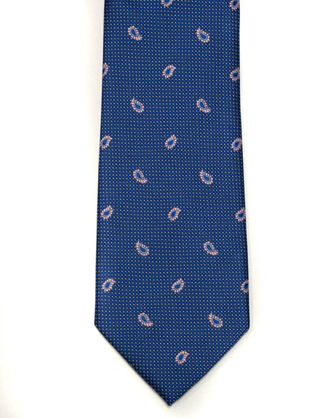 Tie In Blue With Pink Foulard Design - Rainwater's Men's Clothing and Tuxedo Rental