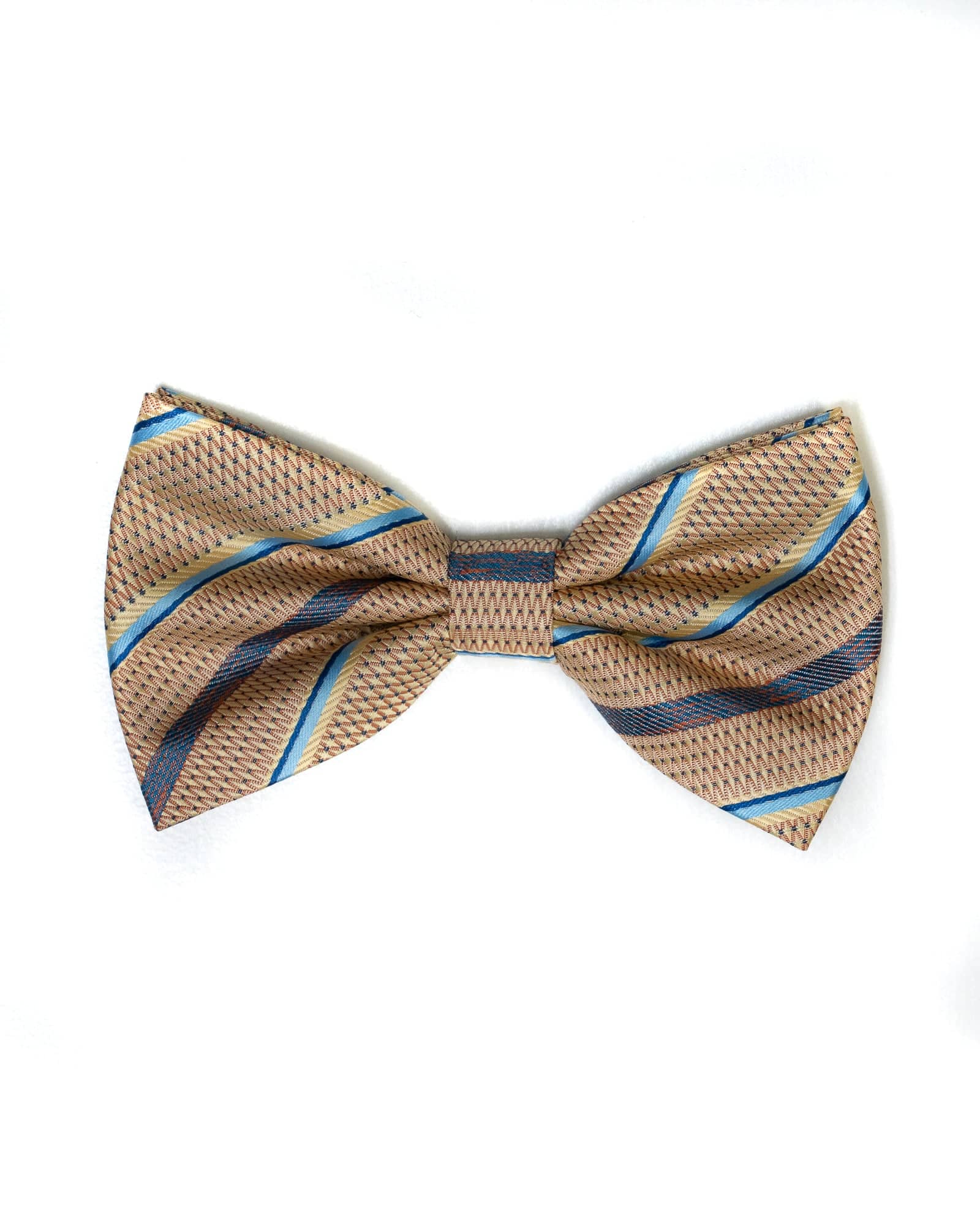 Bow Tie In Stripe Pattern Yellow & Navy - Rainwater's Men's Clothing and Tuxedo Rental
