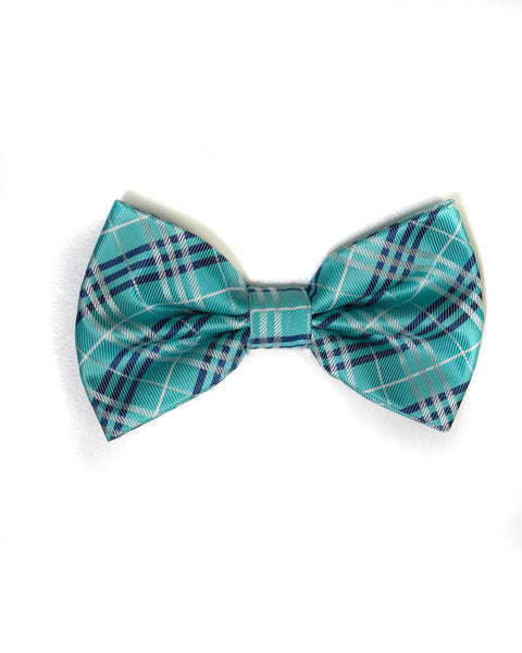 Bow Tie In Plaid Pattern Seafoam & Navy - Rainwater's Men's Clothing and Tuxedo Rental