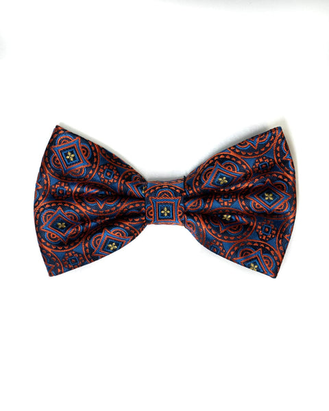 Bow Tie In Foulard Pattern Blue & Orange - Rainwater's Men's Clothing and Tuxedo Rental