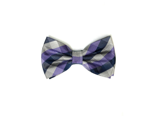 Bow Tie In Plaid Pattern Purple & Navy - Rainwater's Men's Clothing and Tuxedo Rental