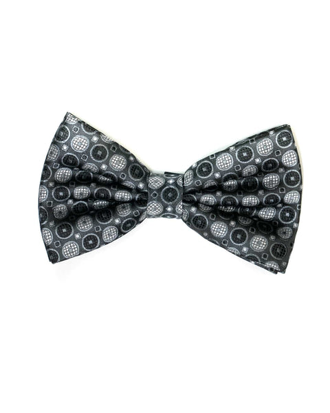 Bow Tie In Foulard Pattern Grey & Black - Rainwater's Men's Clothing and Tuxedo Rental