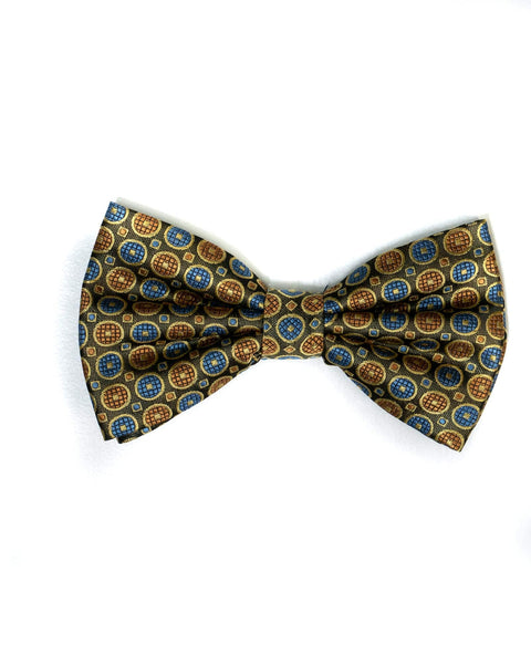 Bow Tie In Foulard Pattern Yellow Gold & Blue - Rainwater's Men's Clothing and Tuxedo Rental