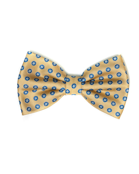 Bow Tie In Foulard Pattern Yellow & Blue - Rainwater's Men's Clothing and Tuxedo Rental