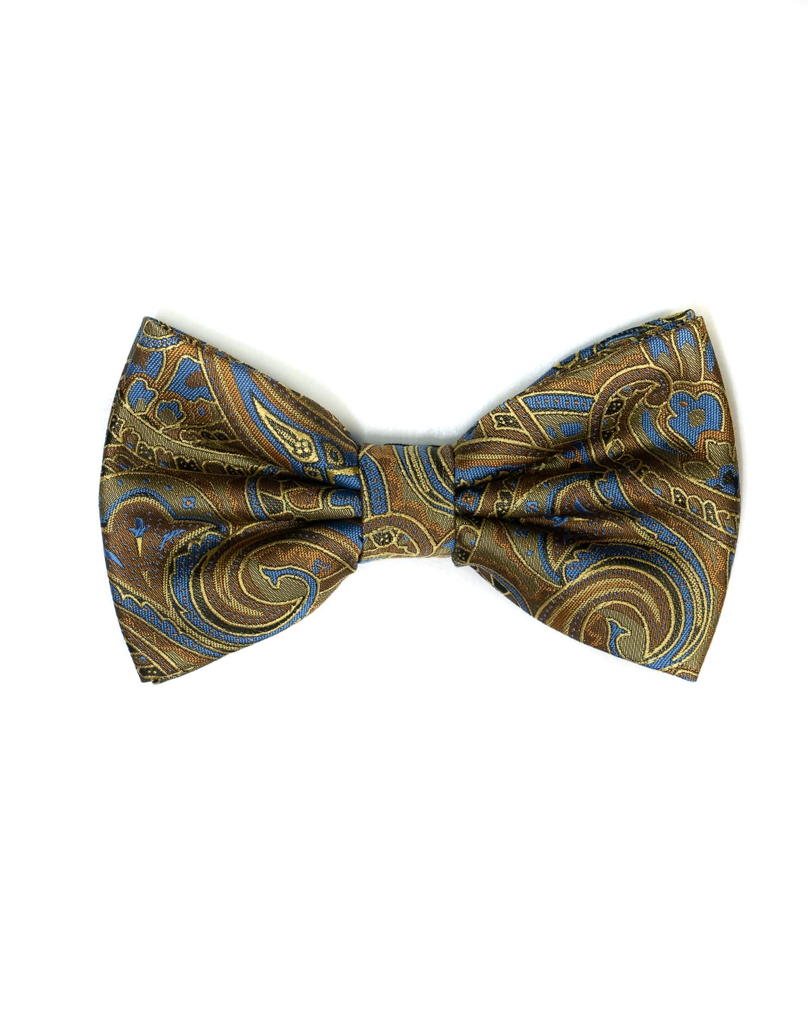 Bow Tie Paisley In Gold & Blue - Rainwater's Men's Clothing and Tuxedo Rental