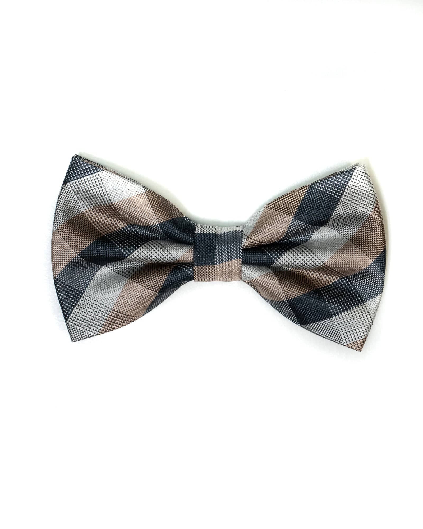 Bow Tie In Plaid Pattern Tan & Navy - Rainwater's Men's Clothing and Tuxedo Rental