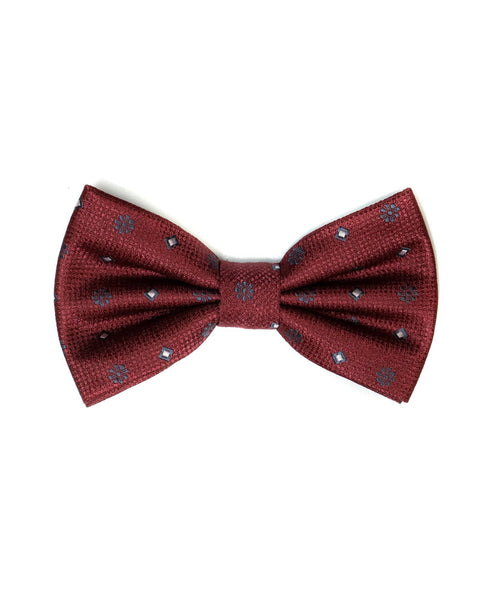 Bow Tie In Foulard Pattern Burgundy & Grey - Rainwater's Men's Clothing and Tuxedo Rental