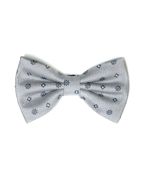 Bow Tie In Foulard Pattern Silver & Grey - Rainwater's Men's Clothing and Tuxedo Rental