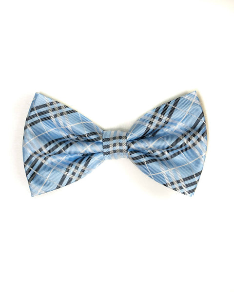 Bow Tie In Plaid Pattern Light Blue & Navy - Rainwater's Men's Clothing and Tuxedo Rental