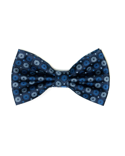 Bow Tie In Foulard Pattern Navy & Light Blue - Rainwater's Men's Clothing and Tuxedo Rental