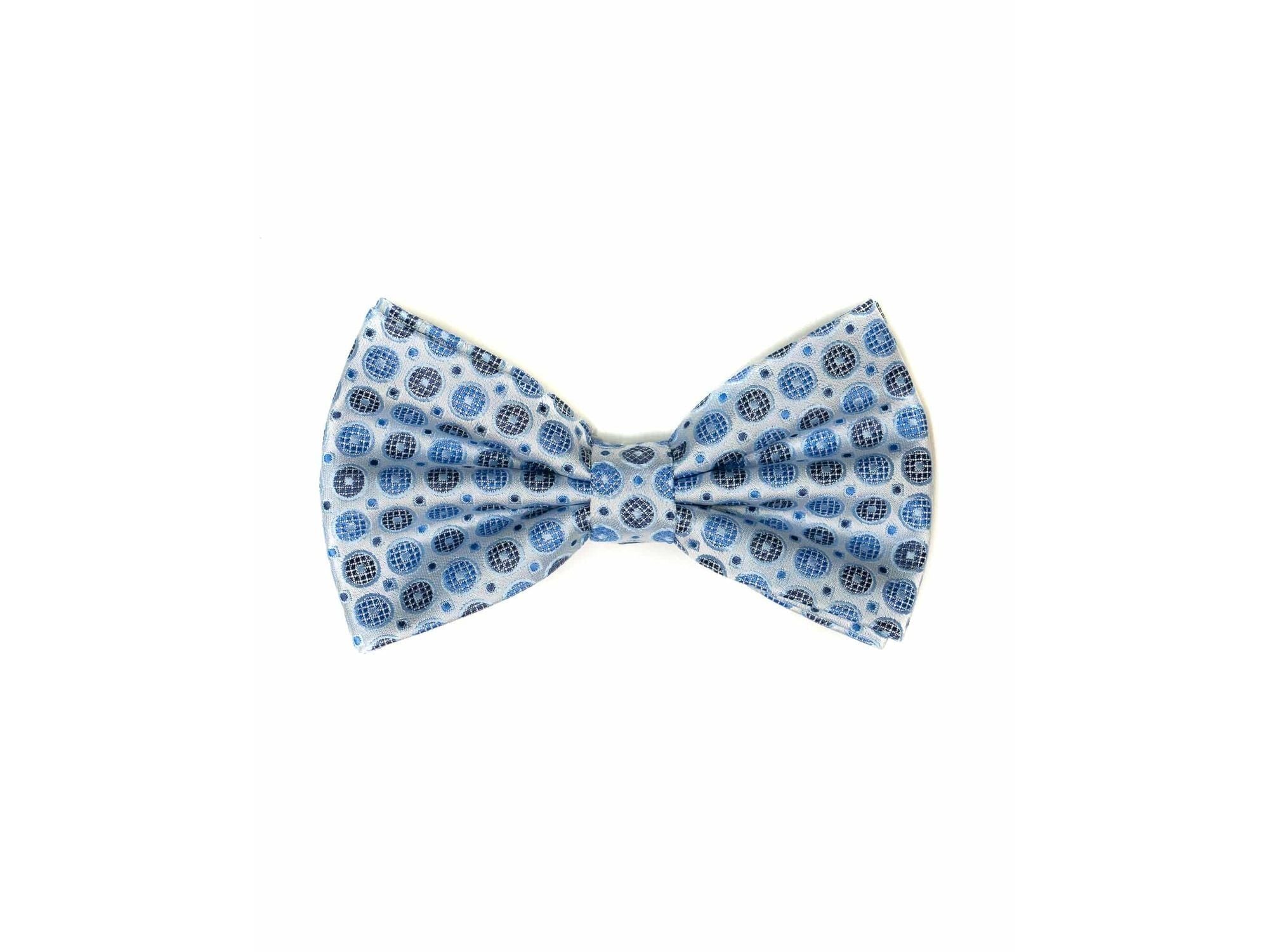 Bow Tie In Foulard Pattern Light Blue & Navy - Rainwater's Men's Clothing and Tuxedo Rental