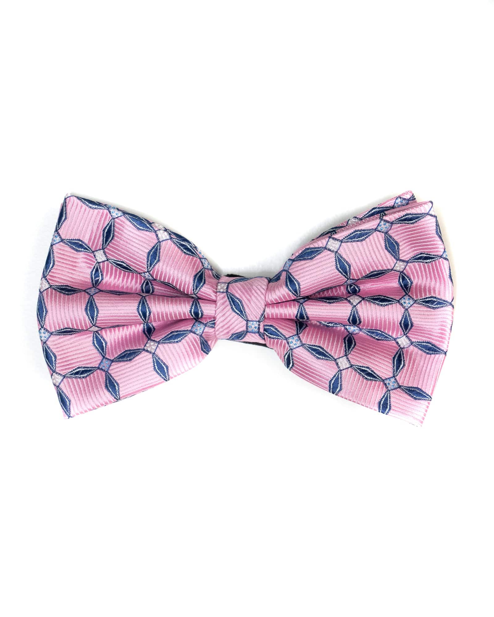 Bow Tie In Foulard Pattern Pink & Navy - Rainwater's Men's Clothing and Tuxedo Rental