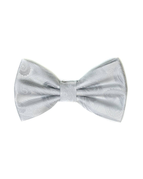 Bow Tie In Jacquard Tonal Paisley Platinum Silver - Rainwater's Men's Clothing and Tuxedo Rental