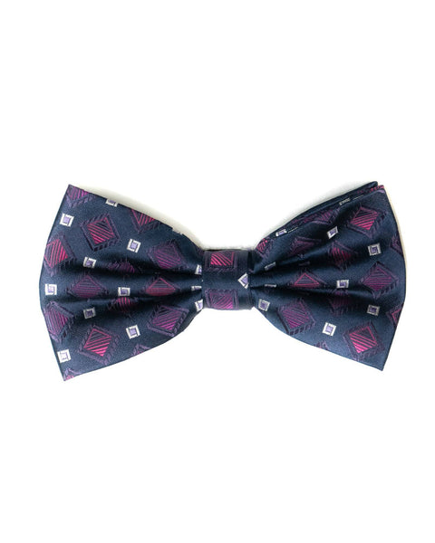 Bow Tie In Foulard Pattern Navy & Fuschia - Rainwater's Men's Clothing and Tuxedo Rental