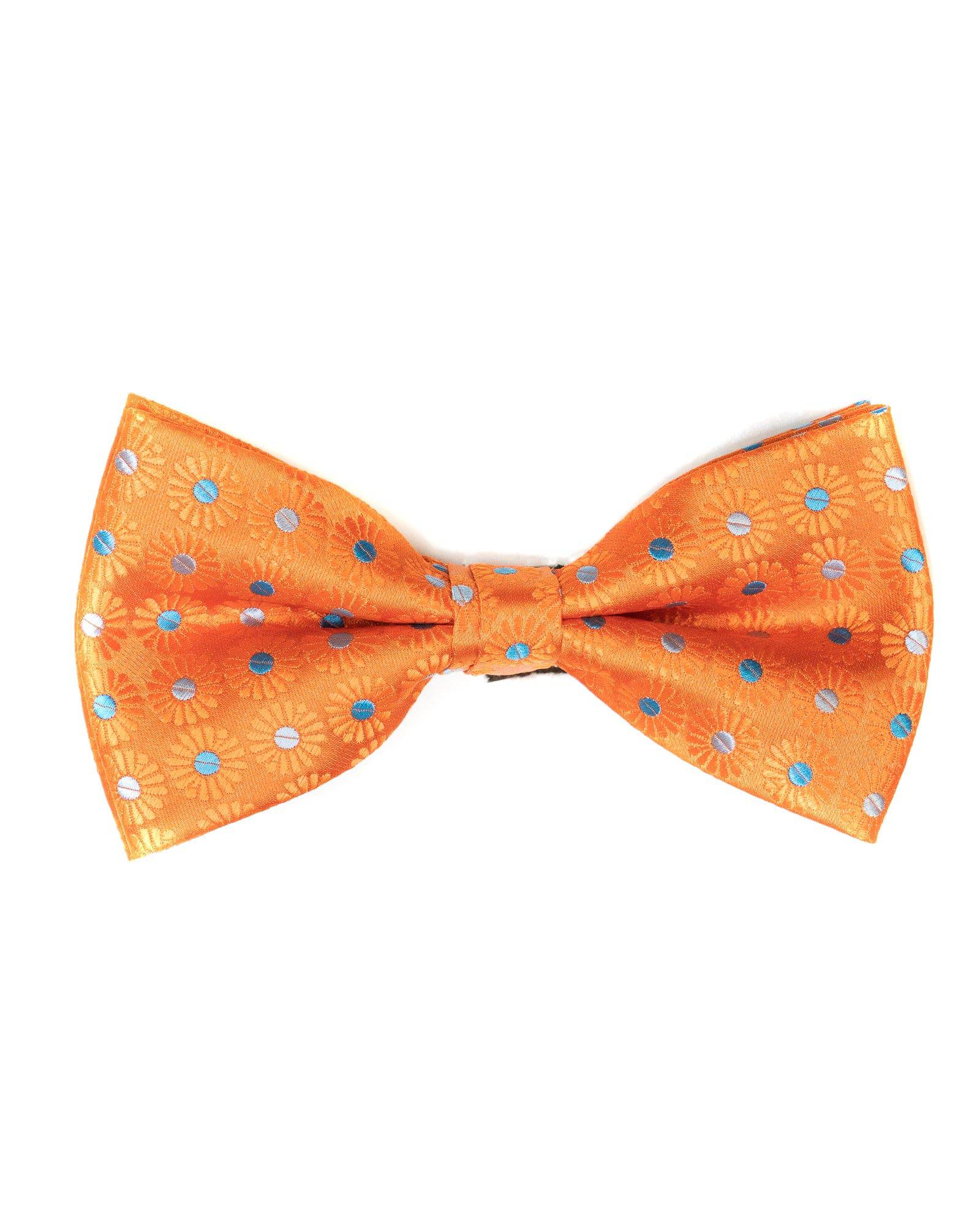 Bow Tie In Foulard Pattern Orange & Blue - Rainwater's Men's Clothing and Tuxedo Rental