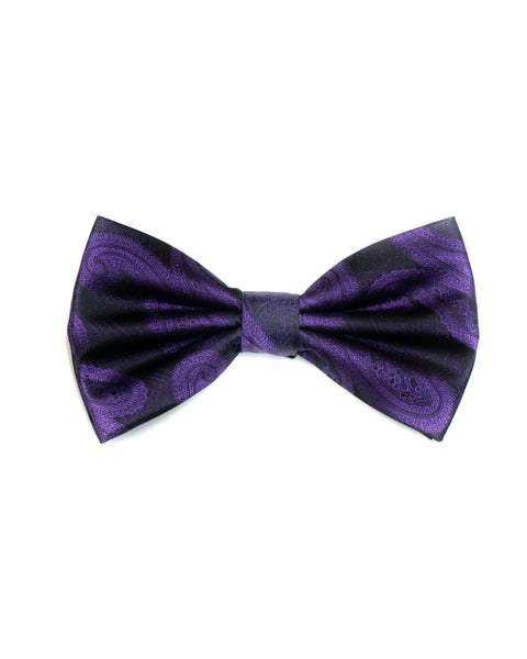 Bow Tie In Jacquard Tonal Paisley Purple & Black - Rainwater's Men's Clothing and Tuxedo Rental