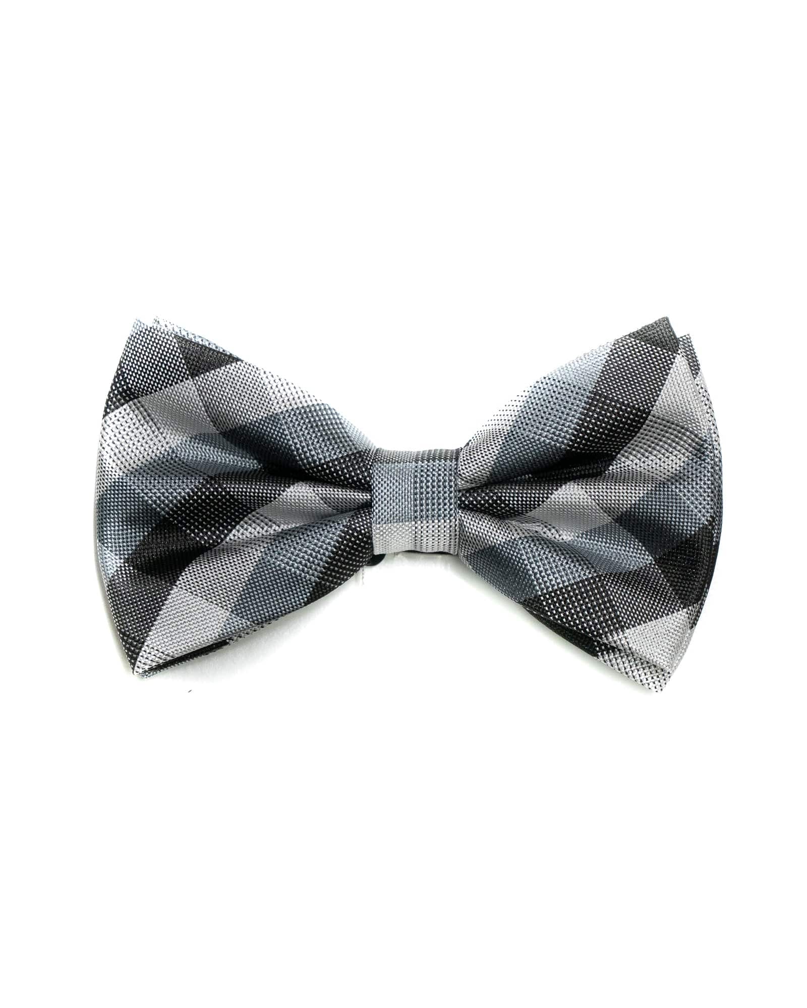 Bow Tie In Plaid Pattern Grey & Black - Rainwater's Men's Clothing and Tuxedo Rental