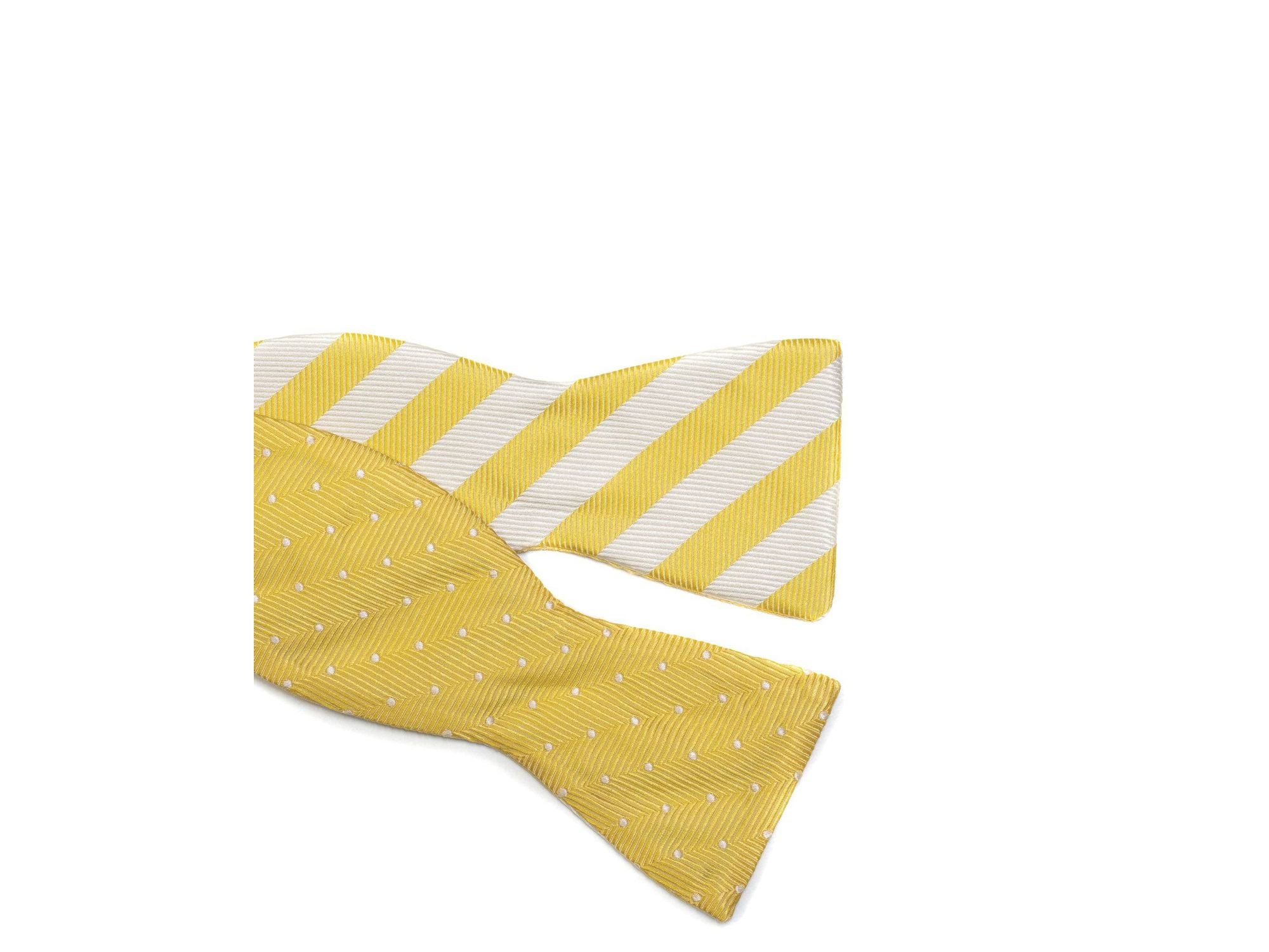 Self Tie All Silk Bow Tie In Yellow Dot & Bar Stripe - Rainwater's Men's Clothing and Tuxedo Rental