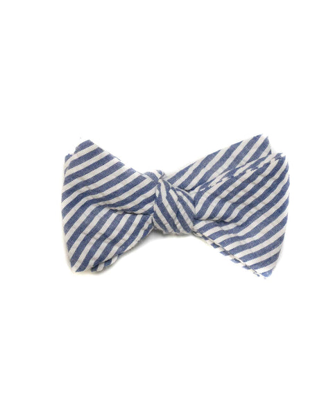 Self Tie Bow Tie In Blue Seersucker - Rainwater's Men's Clothing and Tuxedo Rental