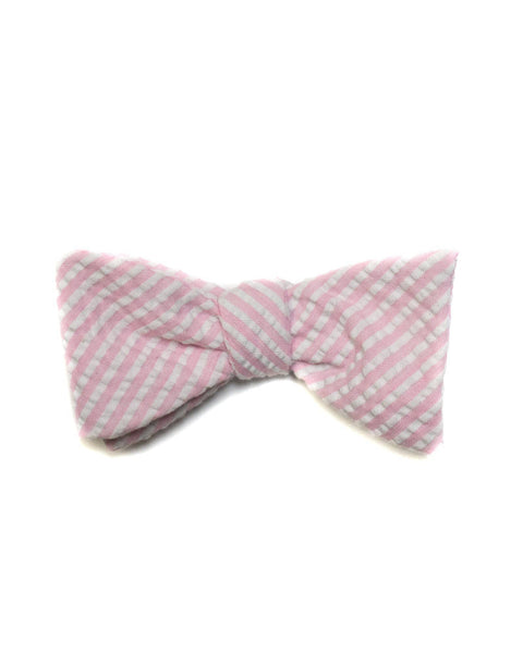 Self Tie Bow Tie In Pink Seersucker - Rainwater's Men's Clothing and Tuxedo Rental