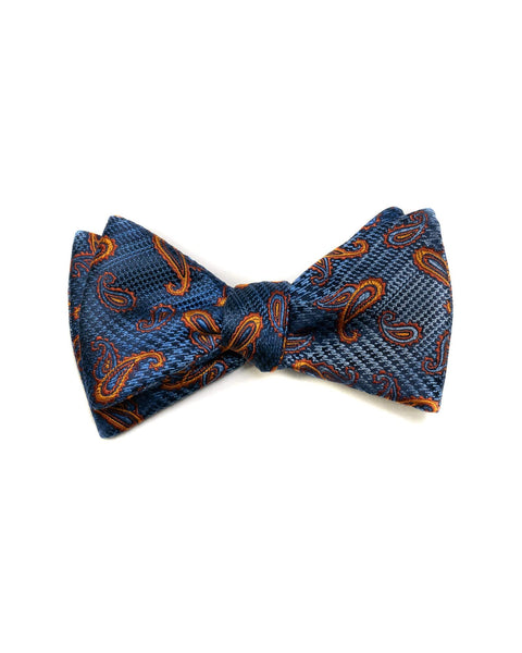 Self Tie All Silk Bow Tie In Blue Paisley - Rainwater's Men's Clothing and Tuxedo Rental