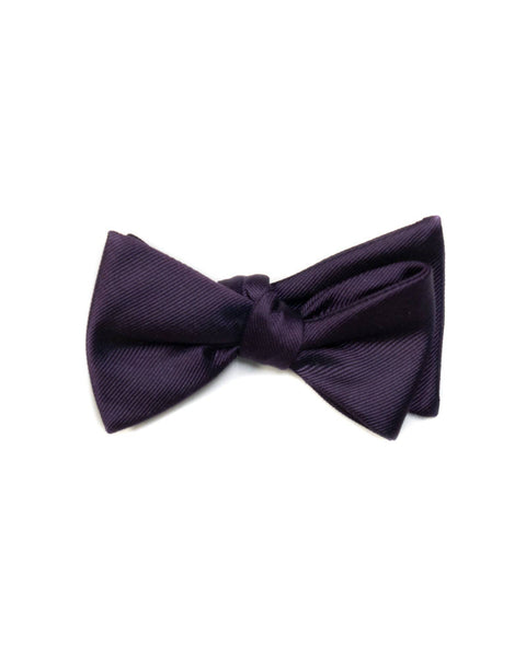 Self Tie All Silk Bow Tie In Purple Ribbed Solid - Rainwater's Men's Clothing and Tuxedo Rental