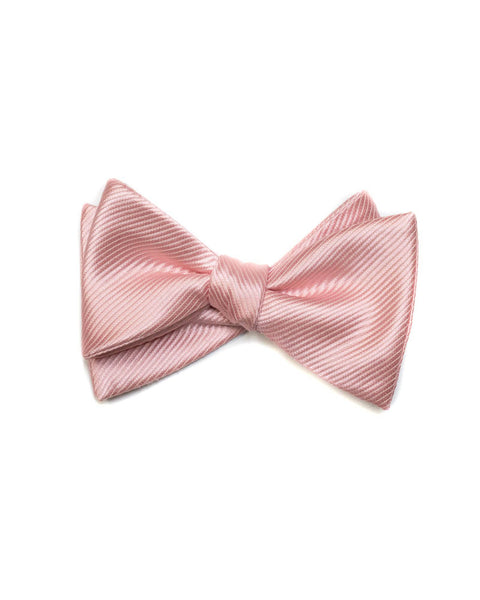 Self Tie All Silk Bow Tie In Pink Ribbed Solid - Rainwater's Men's Clothing and Tuxedo Rental