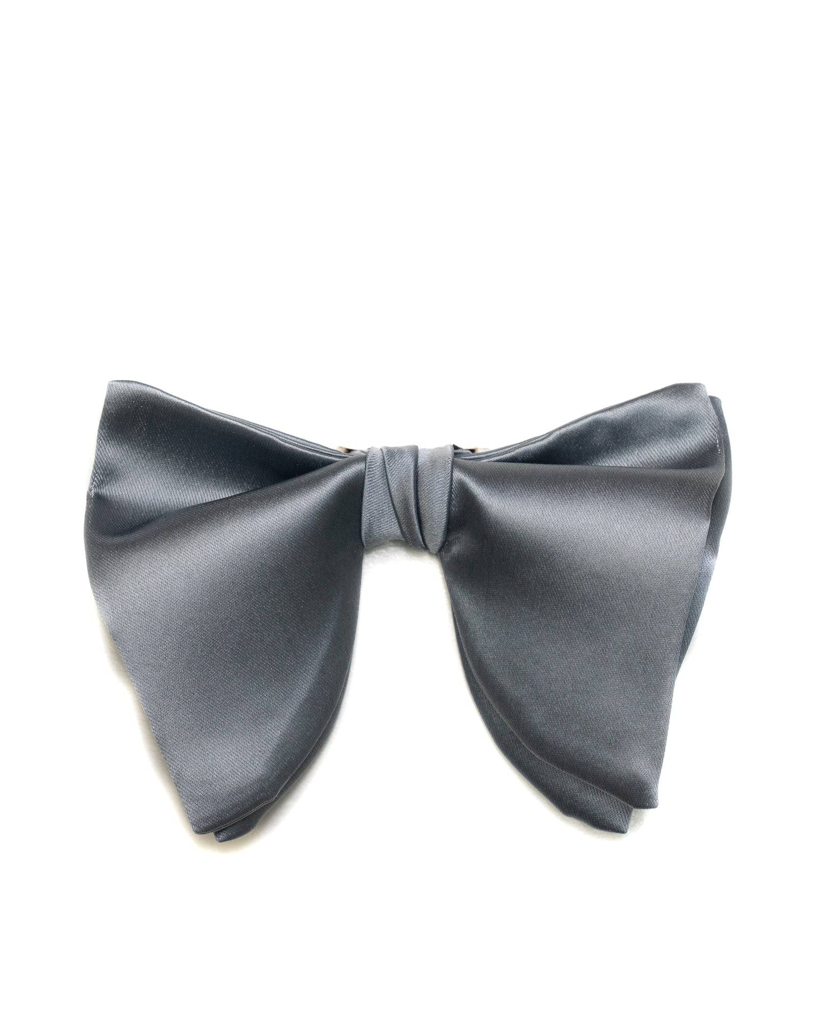 Bow Tie In Butterfly Shape Solid Satin Grey - Rainwater's Men's Clothing and Tuxedo Rental