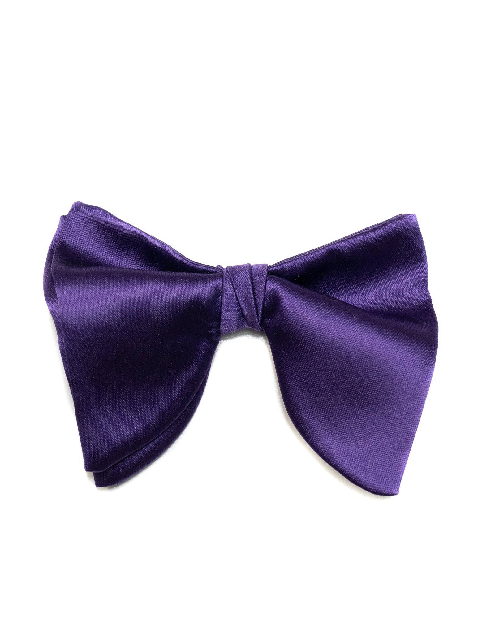 Bow Tie In Butterfly Shape Solid Satin Purple - Rainwater's Men's Clothing and Tuxedo Rental