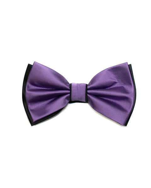 Bow Tie In Two Tone With Two Pocket Squares In Purple & Black - Rainwater's Men's Clothing and Tuxedo Rental