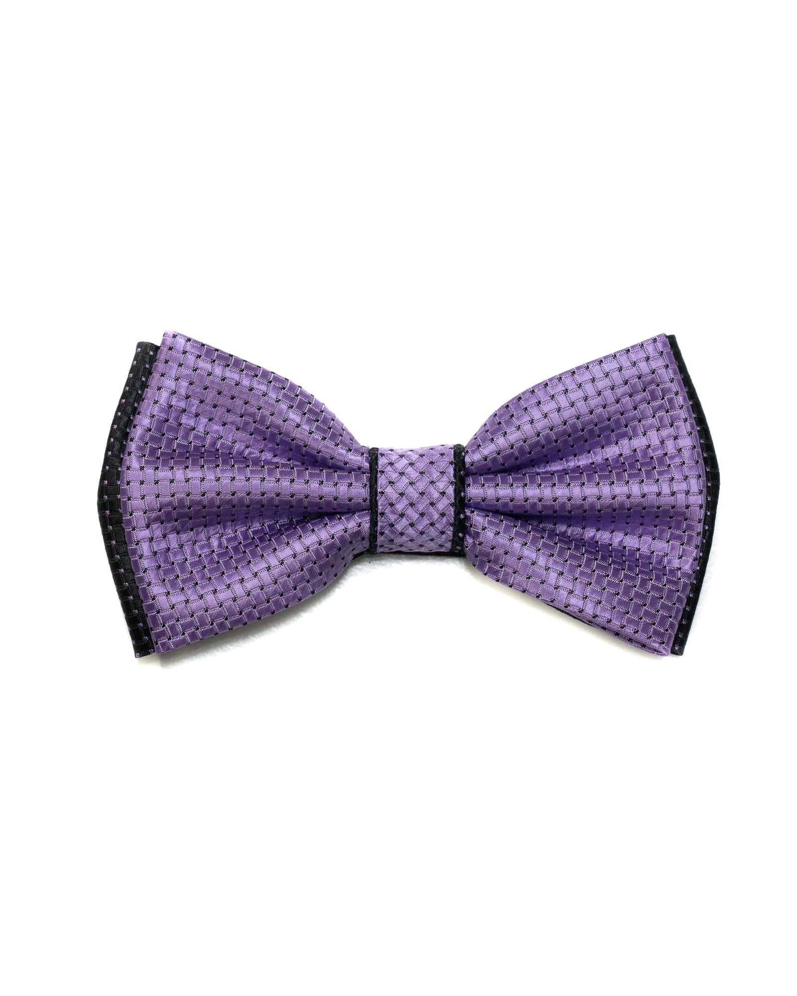 Bow Tie In Two Tone With Two Pocket Squares In Purple & Black Neat - Rainwater's Men's Clothing and Tuxedo Rental