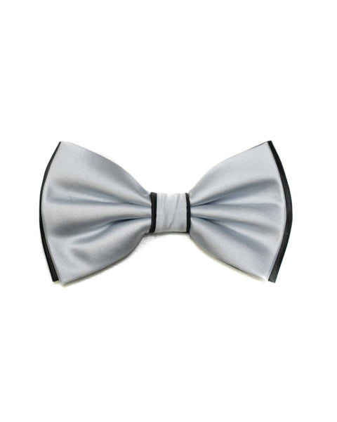 Bow Tie In Two Tone With Two Pocket Squares In Silver & Black - Rainwater's Men's Clothing and Tuxedo Rental