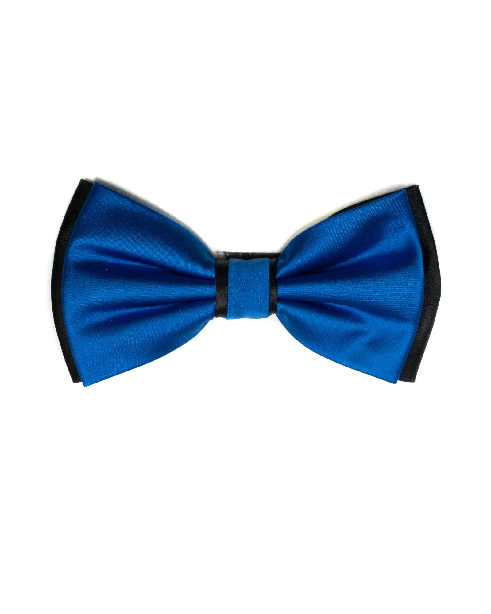 Bow Tie In Two Tone With Two Pocket Squares In Royal & Black - Rainwater's Men's Clothing and Tuxedo Rental