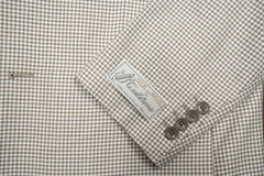 Tessilstrona Silk & Wool Check Sport Coat in Ivory & Tan - Rainwater's Men's Clothing and Tuxedo Rental
