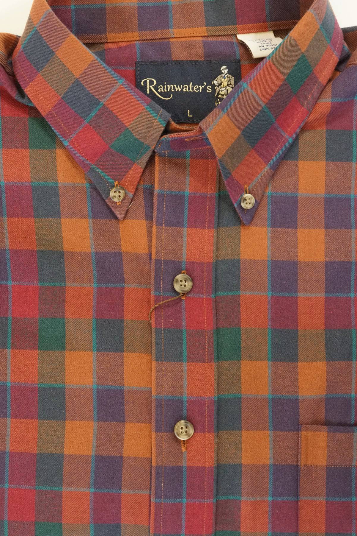 Deep Red Blue and Green Plaid Button Down in Cotton & Wool by Rainwater's - Rainwater's Men's Clothing and Tuxedo Rental