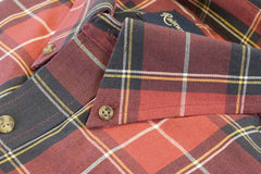 Deep Red and Navy Plaid Button Down in Cotton & Wool by Rainwater's - Rainwater's Men's Clothing and Tuxedo Rental