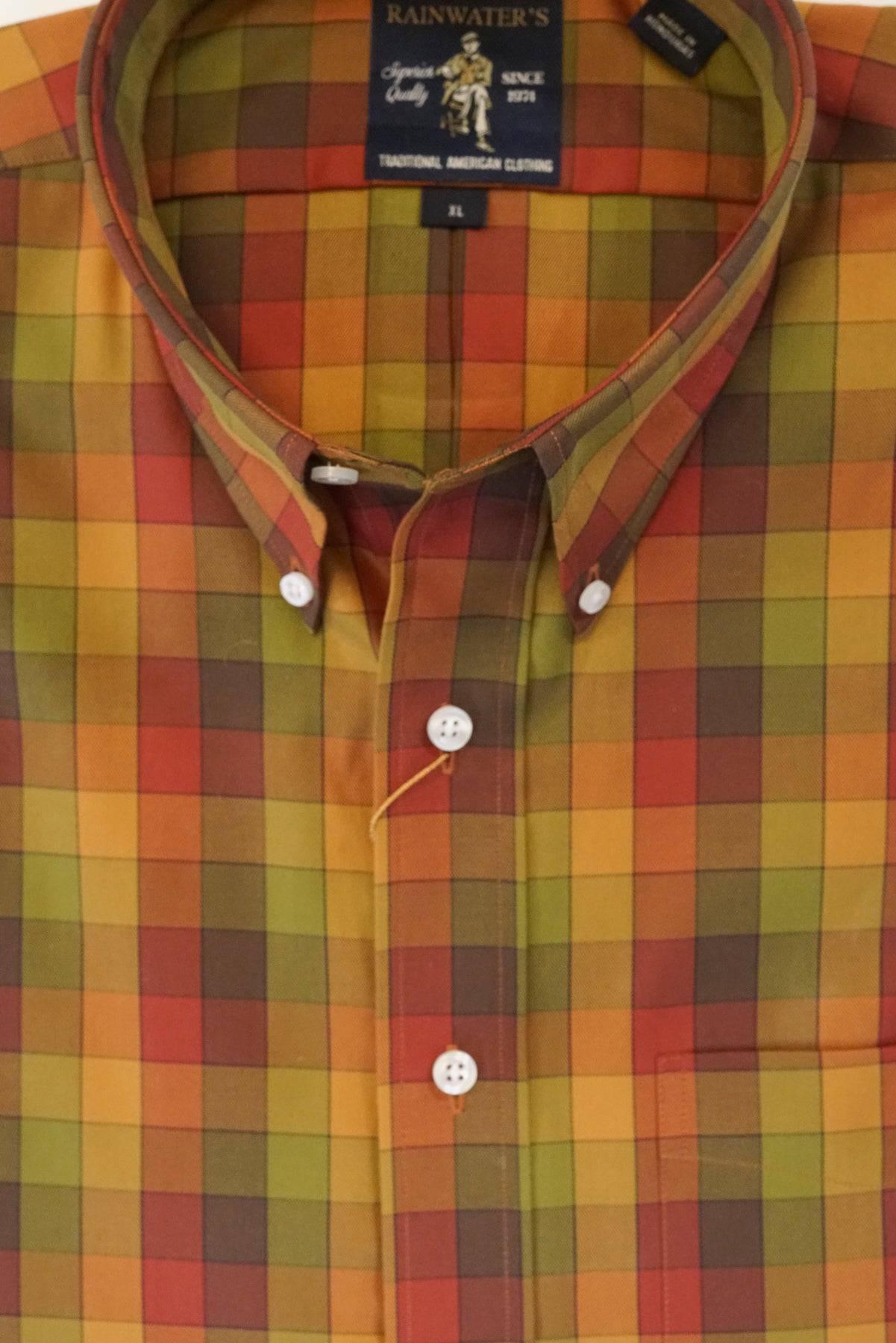 fitted lace wedding dress Fall Colors Plaid Check Button Down Wrinkle Free Sport Shirt by Rainwater's