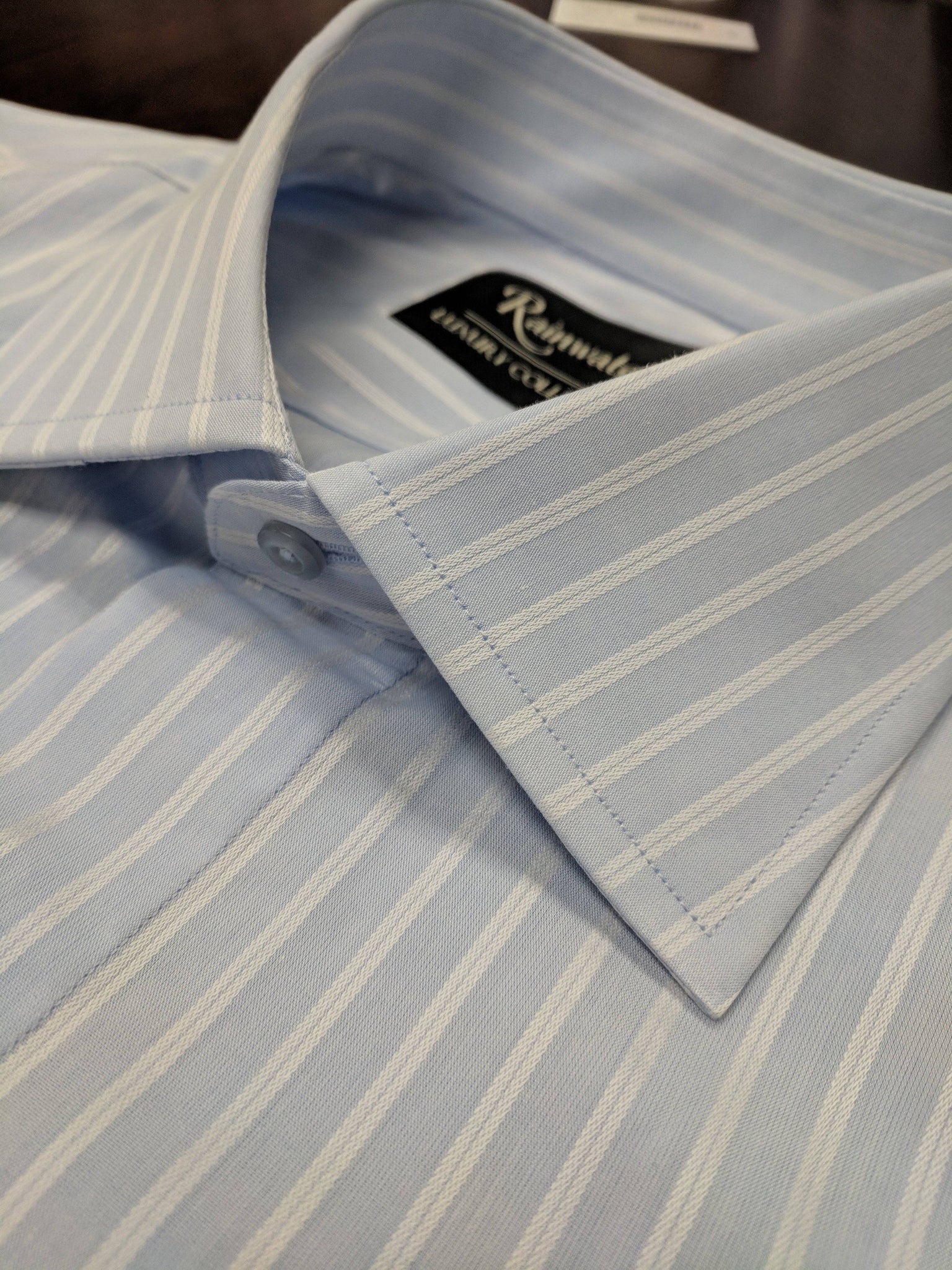 Rainwater's 100% Cotton Blue Stripe French Cuff Dress Shirt - Rainwater's Men's Clothing and Tuxedo Rental